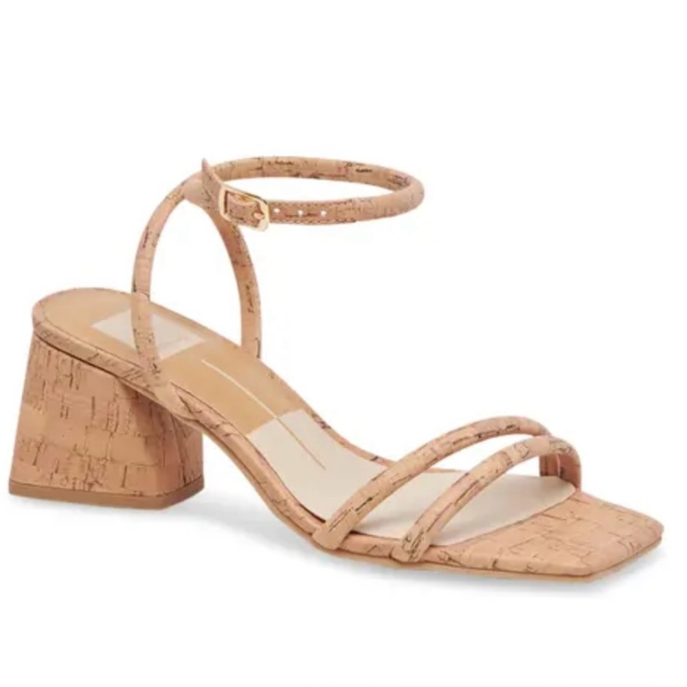 Dolce Vita Cork Textured Tan Block Heel Sandal